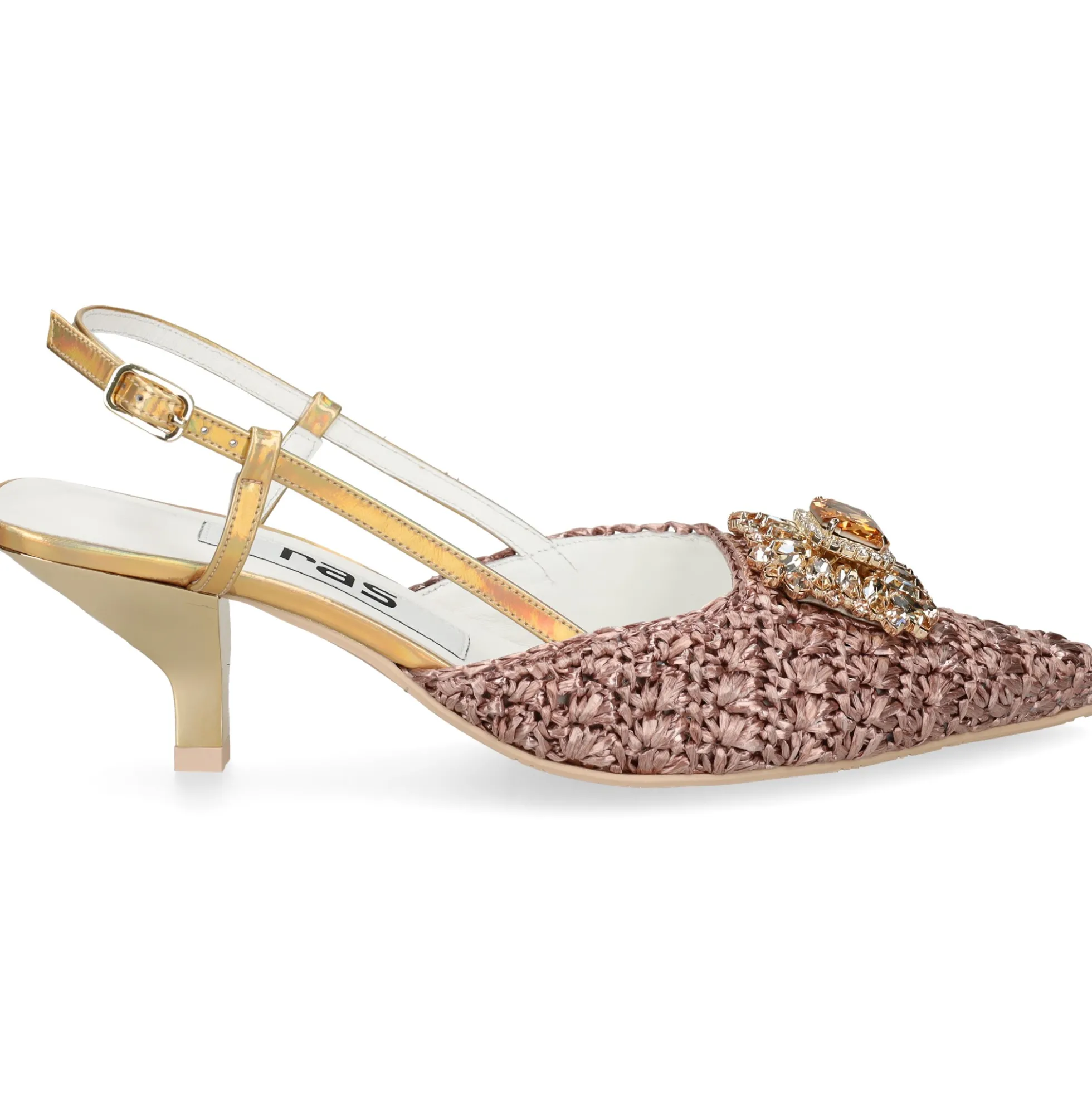 RAS Zapatos de tacón medio de Mujer 8478 PLATINO