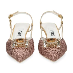 RAS Zapatos de tacón medio de Mujer 8478 PLATINO